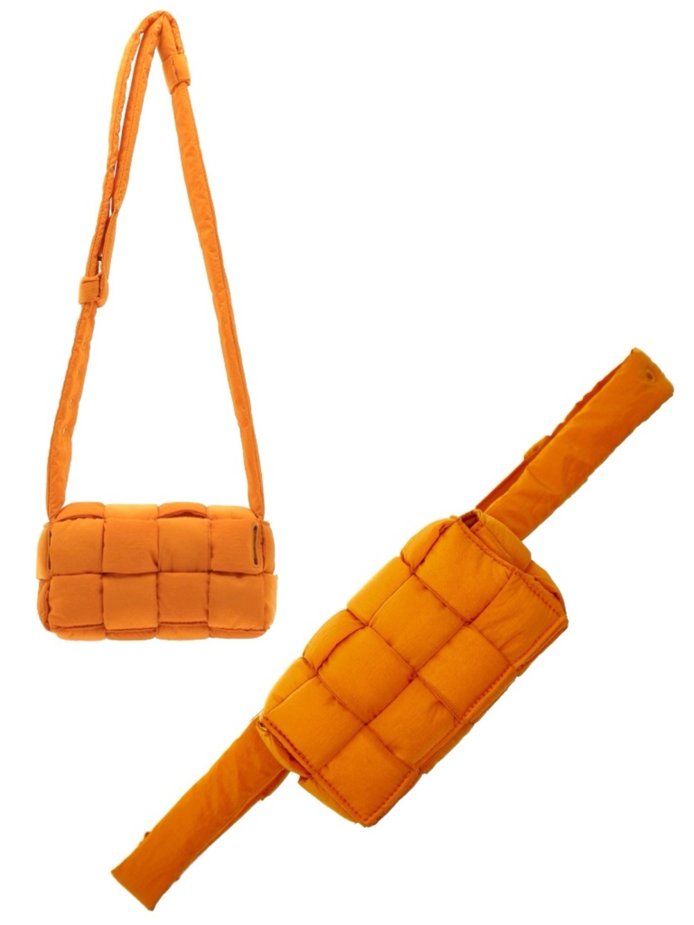 Bottega Veneta Small Casette Convertible Crossbody Belt Bag Orange Nylon New